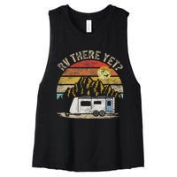 Retro Vintage Mountains Camping RV There Yet Women's Racerback Cropped Tank