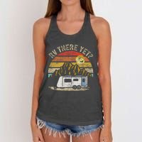 Retro Vintage Mountains Camping RV There Yet Women's Knotted Racerback Tank