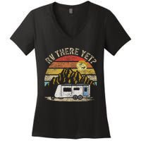 Retro Vintage Mountains Camping RV There Yet Women's V-Neck T-Shirt