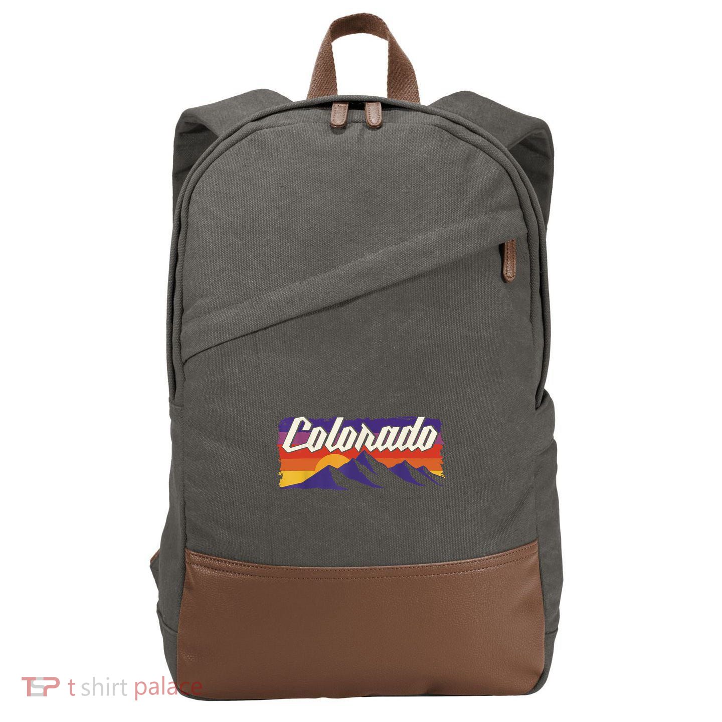 Retro Vintage Mountains Colorado Cotton Canvas Backpack