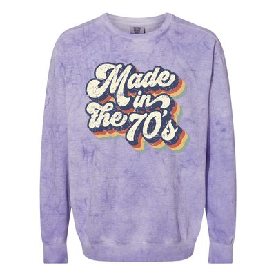 Retro Vintage Made In The 70s 1970s Born Birthday Day Gift Colorblast Crewneck Sweatshirt