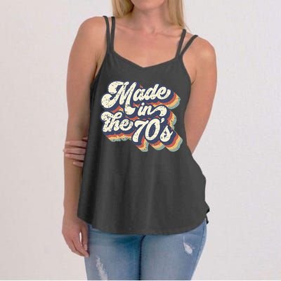 Retro Vintage Made In The 70s 1970s Born Birthday Day Gift Women's Strappy Tank