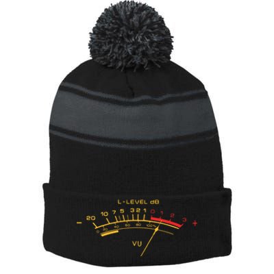 Retro Vu Meter For Audio Technicians And Sound Engineers Stripe Pom Pom Beanie