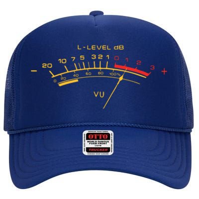 Retro Vu Meter For Audio Technicians And Sound Engineers High Crown Mesh Back Trucker Hat