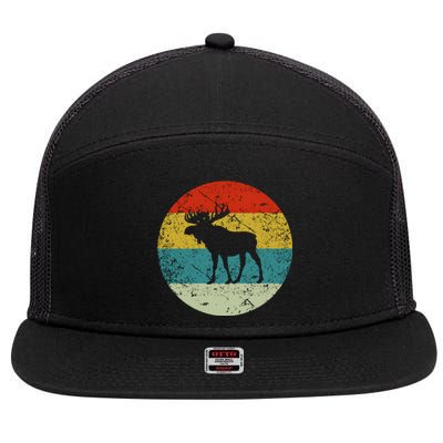 Retro Vintage Moose 7 Panel Mesh Trucker Snapback Hat