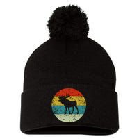 Retro Vintage Moose Pom Pom 12in Knit Beanie