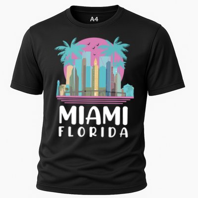 Retro Vintage Miami Florida Cooling Performance Crew T-Shirt