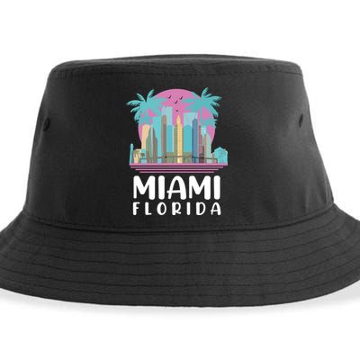 Retro Vintage Miami Florida Sustainable Bucket Hat