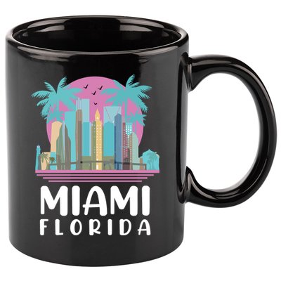 Retro Vintage Miami Florida 11oz C Handle Ceramic Mug
