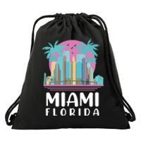 Retro Vintage Miami Florida Drawstring Bag