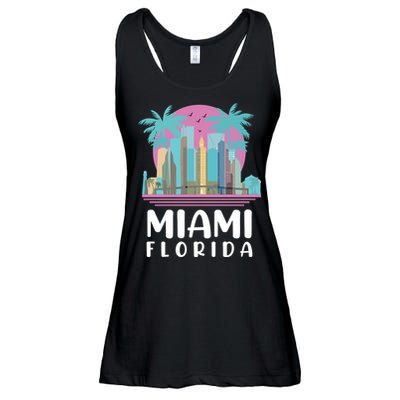 Retro Vintage Miami Florida Ladies Essential Flowy Tank
