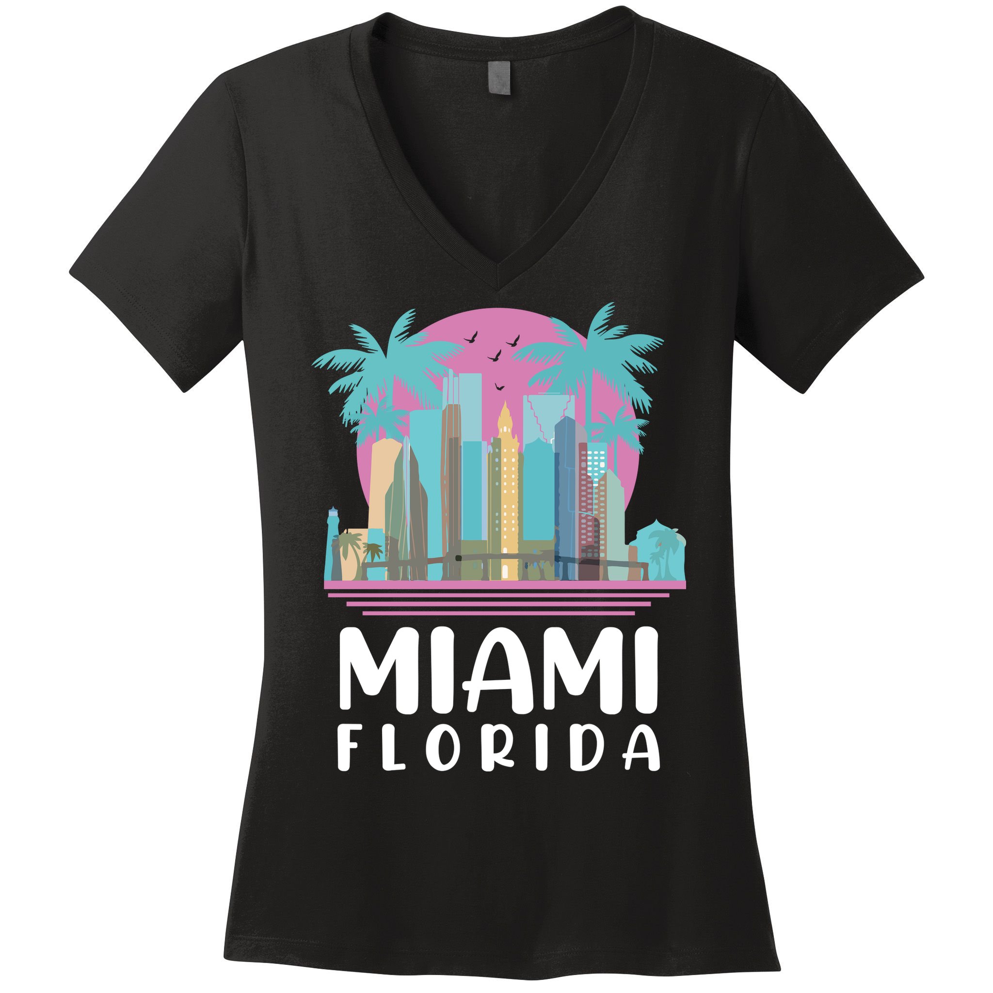 Retro Vintage Miami Florida Women's V-Neck T-Shirt