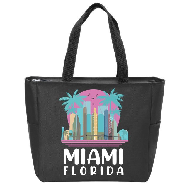 Retro Vintage Miami Florida Zip Tote Bag