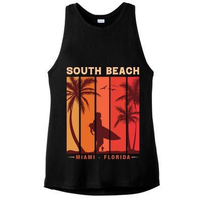 Retro Vintage Miami Florida South Beach Ladies PosiCharge Tri-Blend Wicking Tank