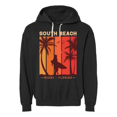 Retro Vintage Miami Florida South Beach Garment-Dyed Fleece Hoodie