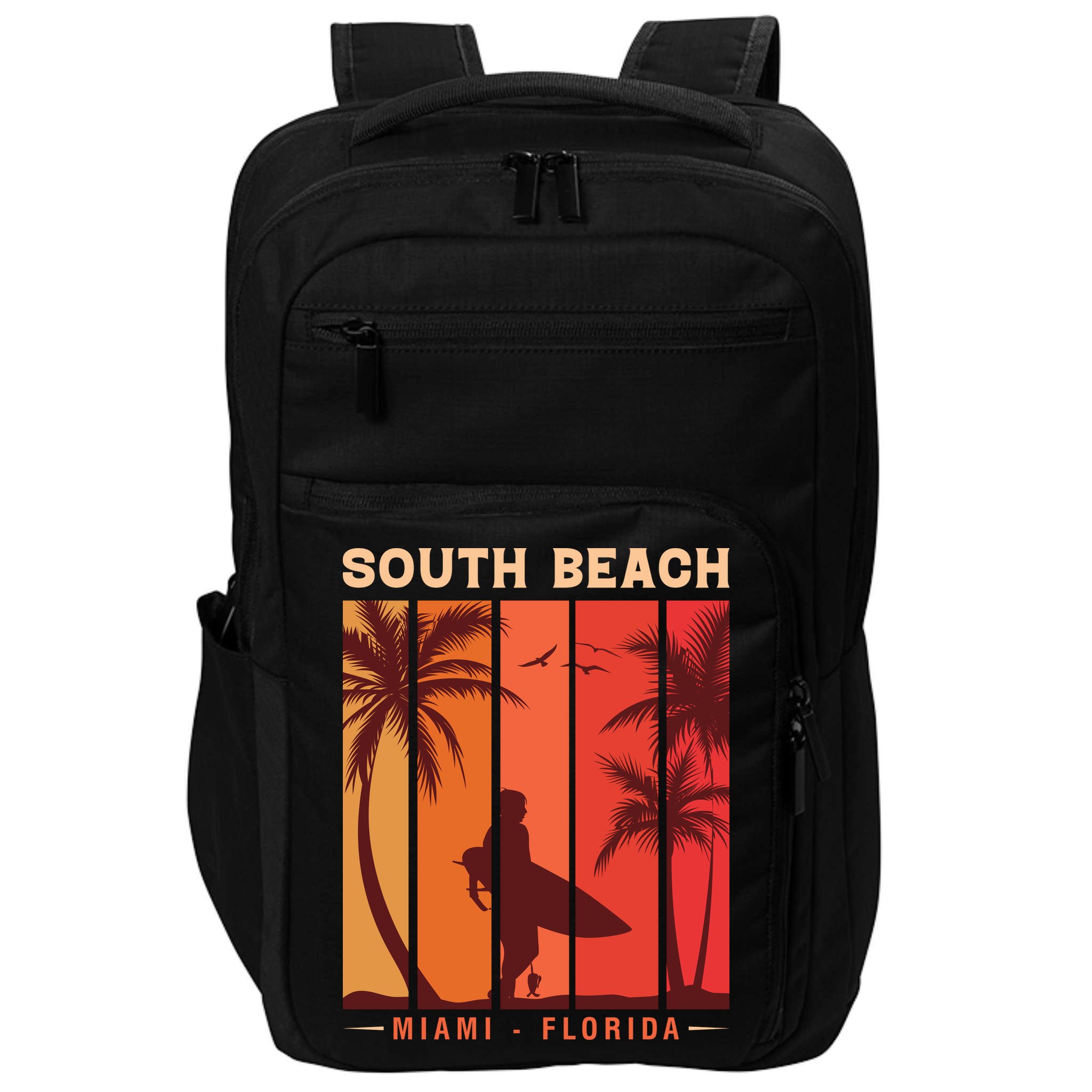 Retro Vintage Miami Florida South Beach Impact Tech Backpack