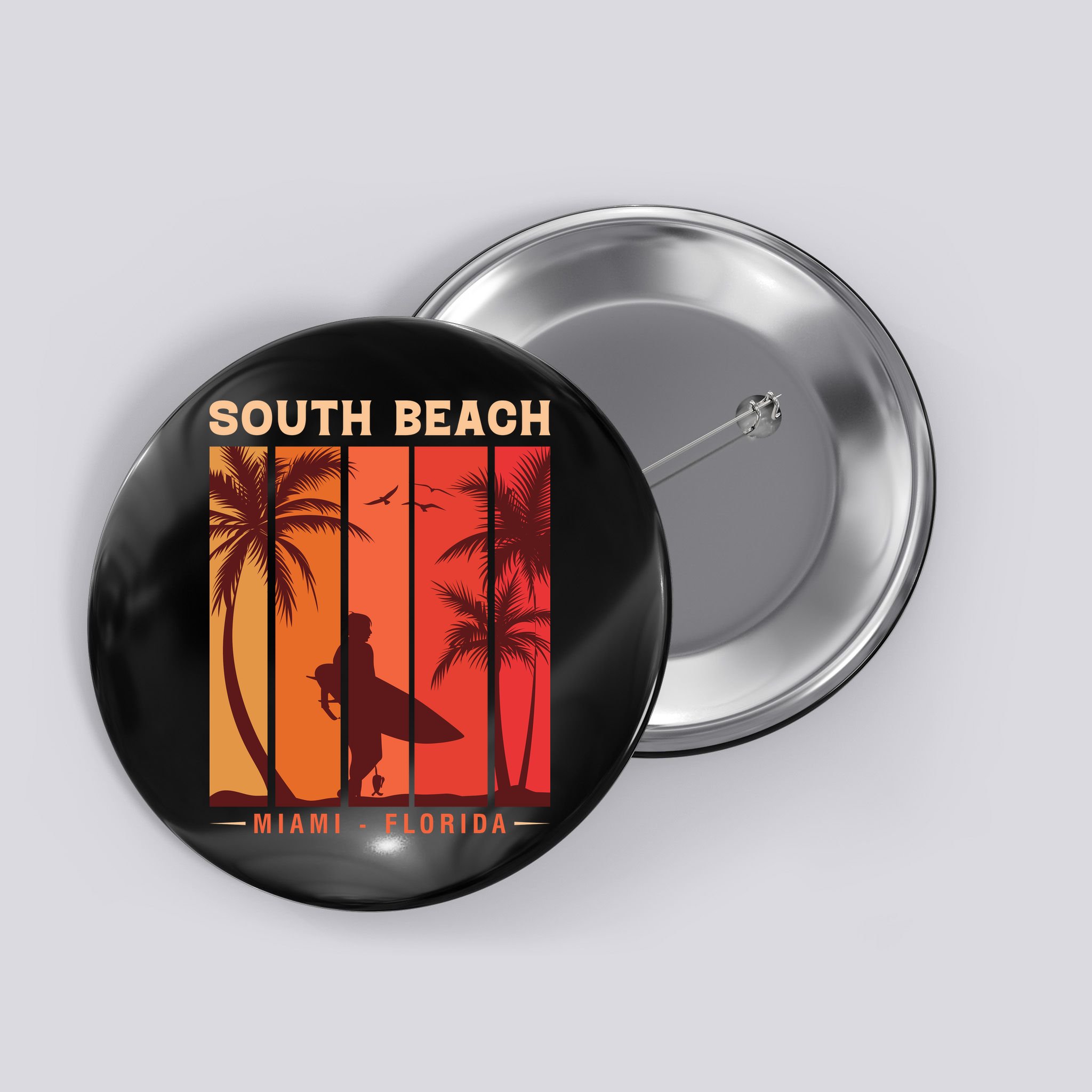 Retro Vintage Miami Florida South Beach Button