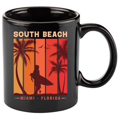 Retro Vintage Miami Florida South Beach 11oz C Handle Ceramic Mug
