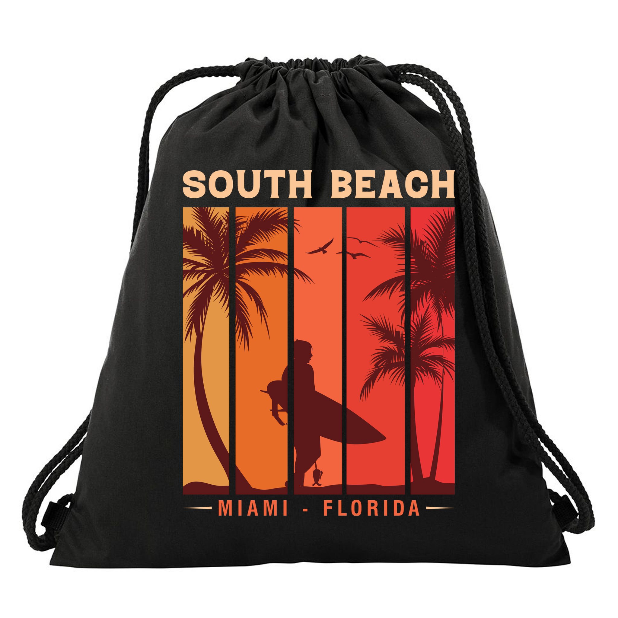 Retro Vintage Miami Florida South Beach Drawstring Bag