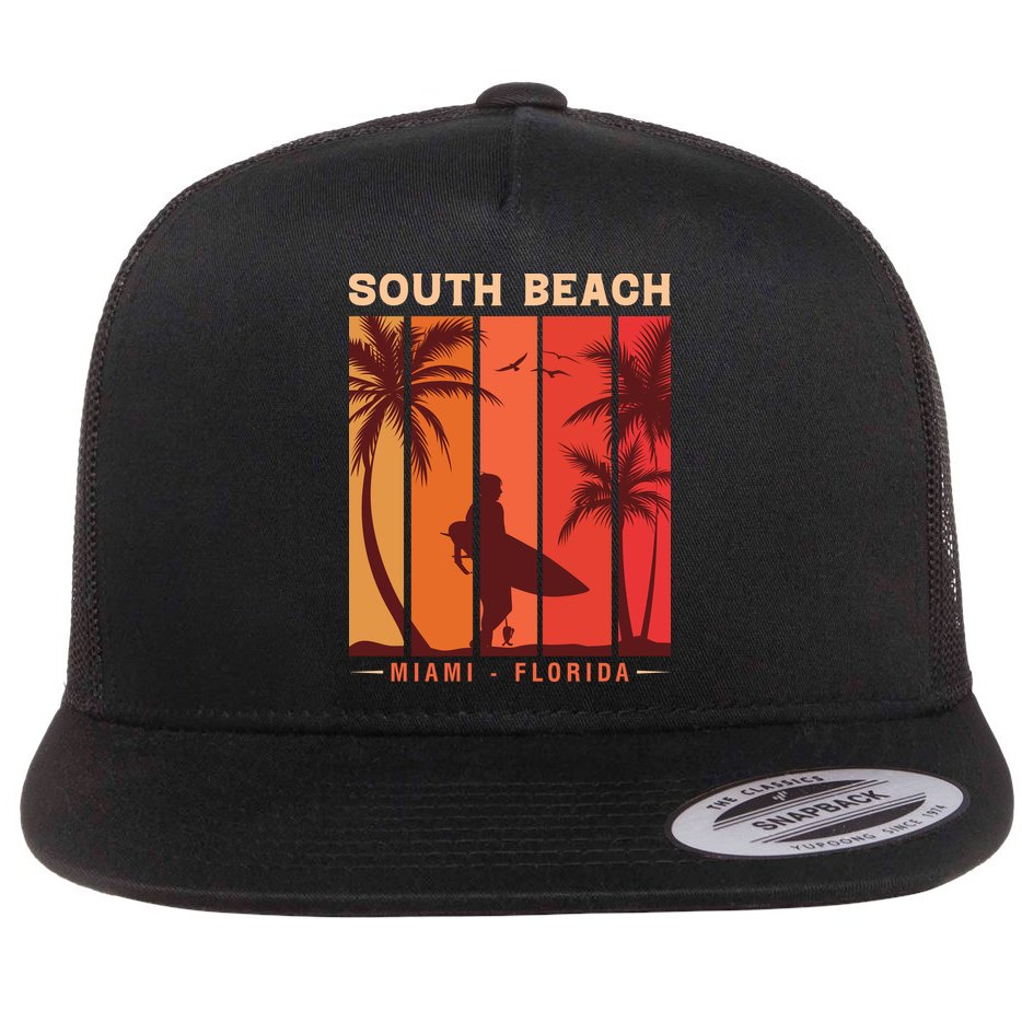 Retro Vintage Miami Florida South Beach Flat Bill Trucker Hat