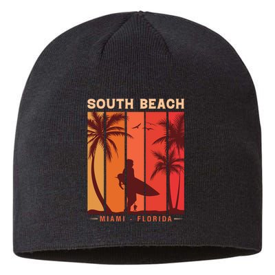 Retro Vintage Miami Florida South Beach Sustainable Beanie