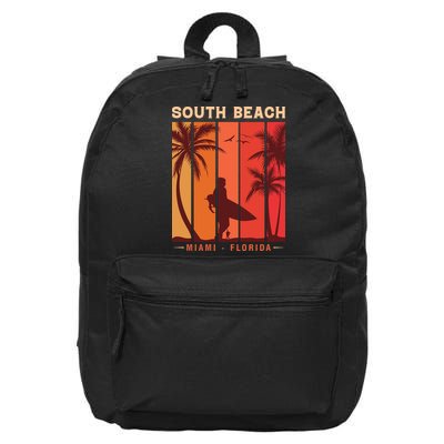 Retro Vintage Miami Florida South Beach 16 in Basic Backpack