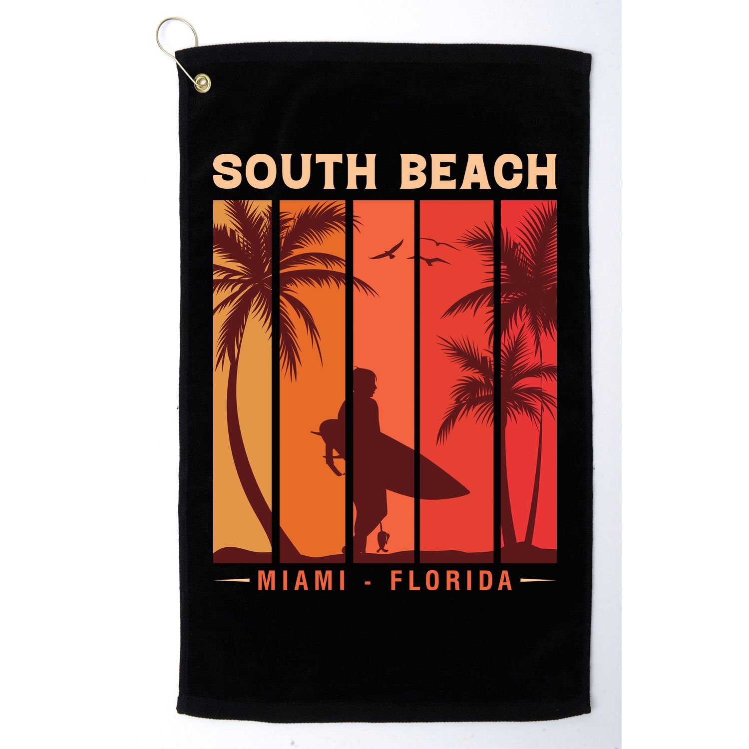 Retro Vintage Miami Florida South Beach Golf Towel