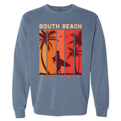 Retro Vintage Miami Florida South Beach Garment-Dyed Sweatshirt