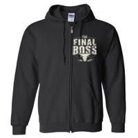 Rock Vintage Music Boss Final White Design Fun Music Lover Full Zip Hoodie