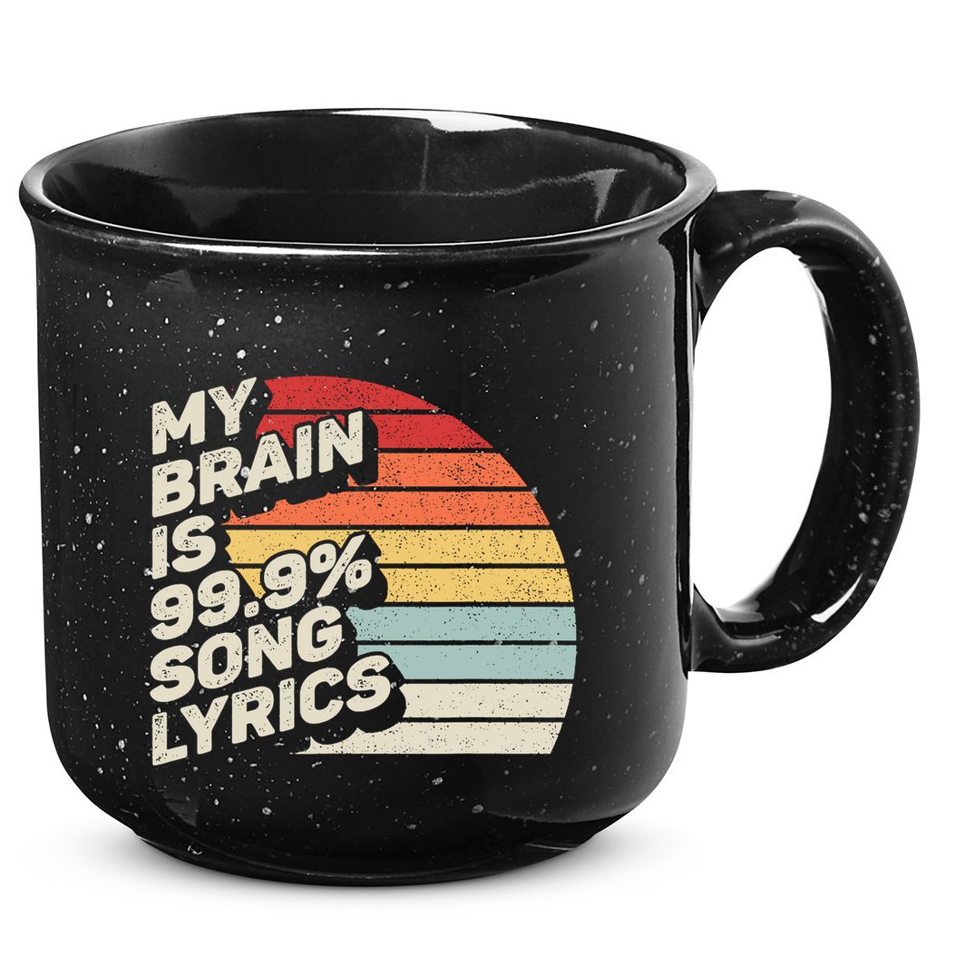 Retro Vintage My Brain Is 99% Song Lyrics Music Lover Gift 15oz Campfire Ceramic Mug