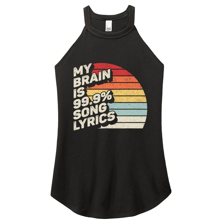 Retro Vintage My Brain Is 99% Song Lyrics Music Lover Gift Women's Perfect Tri Rocker Tank