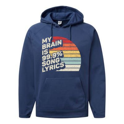 Retro Vintage My Brain Is 99% Song Lyrics Music Lover Gift Performance Fleece Hoodie