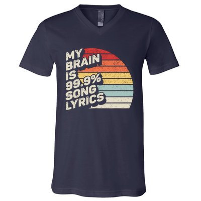 Retro Vintage My Brain Is 99% Song Lyrics Music Lover Gift V-Neck T-Shirt