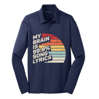 Retro Vintage My Brain Is 99% Song Lyrics Music Lover Gift Silk Touch Performance Long Sleeve Polo