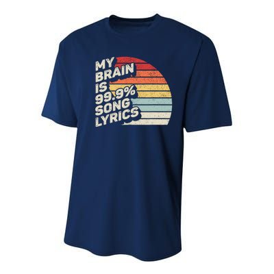 Retro Vintage My Brain Is 99% Song Lyrics Music Lover Gift Youth Performance Sprint T-Shirt