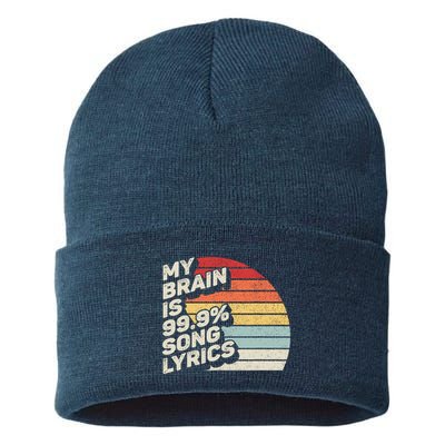 Retro Vintage My Brain Is 99% Song Lyrics Music Lover Gift Sustainable Knit Beanie