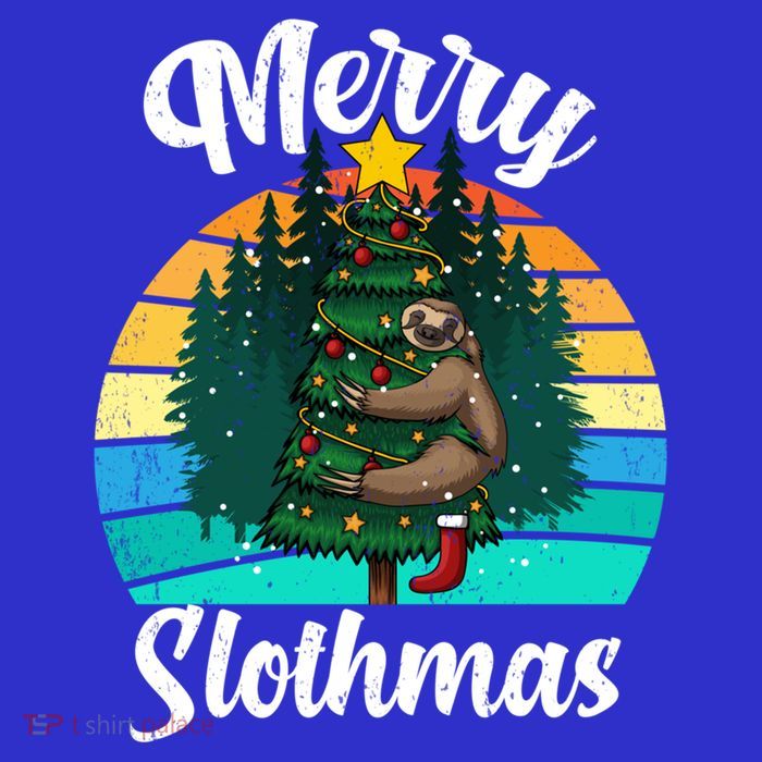 Retro Vintage Merry Slothmas Christmas Cute Sloth Pajamas Gift Tall T-Shirt