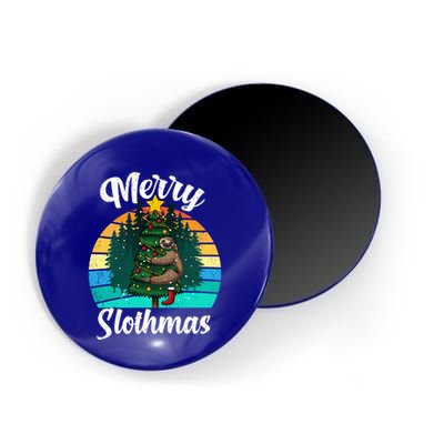 Retro Vintage Merry Slothmas Christmas Cute Sloth Pajamas Gift Magnet