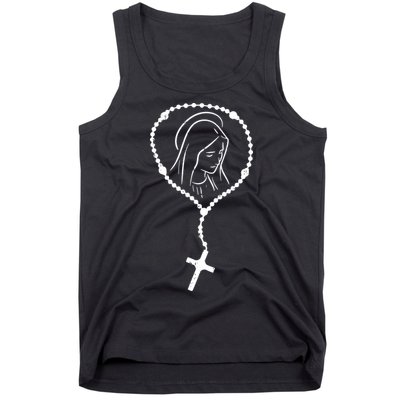 Rosary Virgin Mary God Jesus Faith Religious Catholic Tank Top