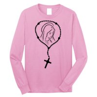 Rosary Virgin Mary God Jesus Faith Religious Catholic Long Sleeve Shirt