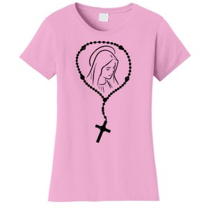 Rosary Virgin Mary God Jesus Faith Religious Catholic Women's T-Shirt