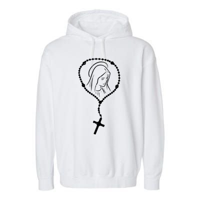 Rosary Virgin Mary God Jesus Faith Religious Catholic Garment-Dyed Fleece Hoodie