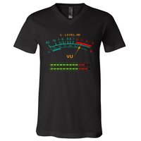 Retro Vu Meter Vintage Hi Fi Audio Stereo Music Sound V-Neck T-Shirt