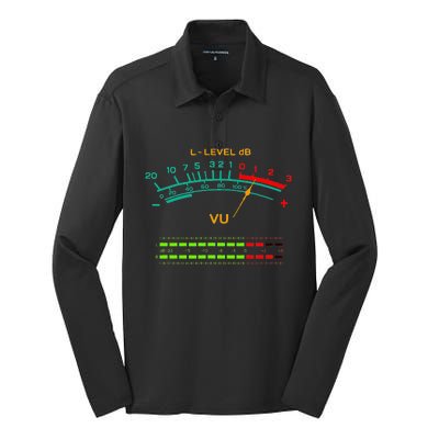 Retro Vu Meter Vintage Hi Fi Audio Stereo Music Sound Silk Touch Performance Long Sleeve Polo