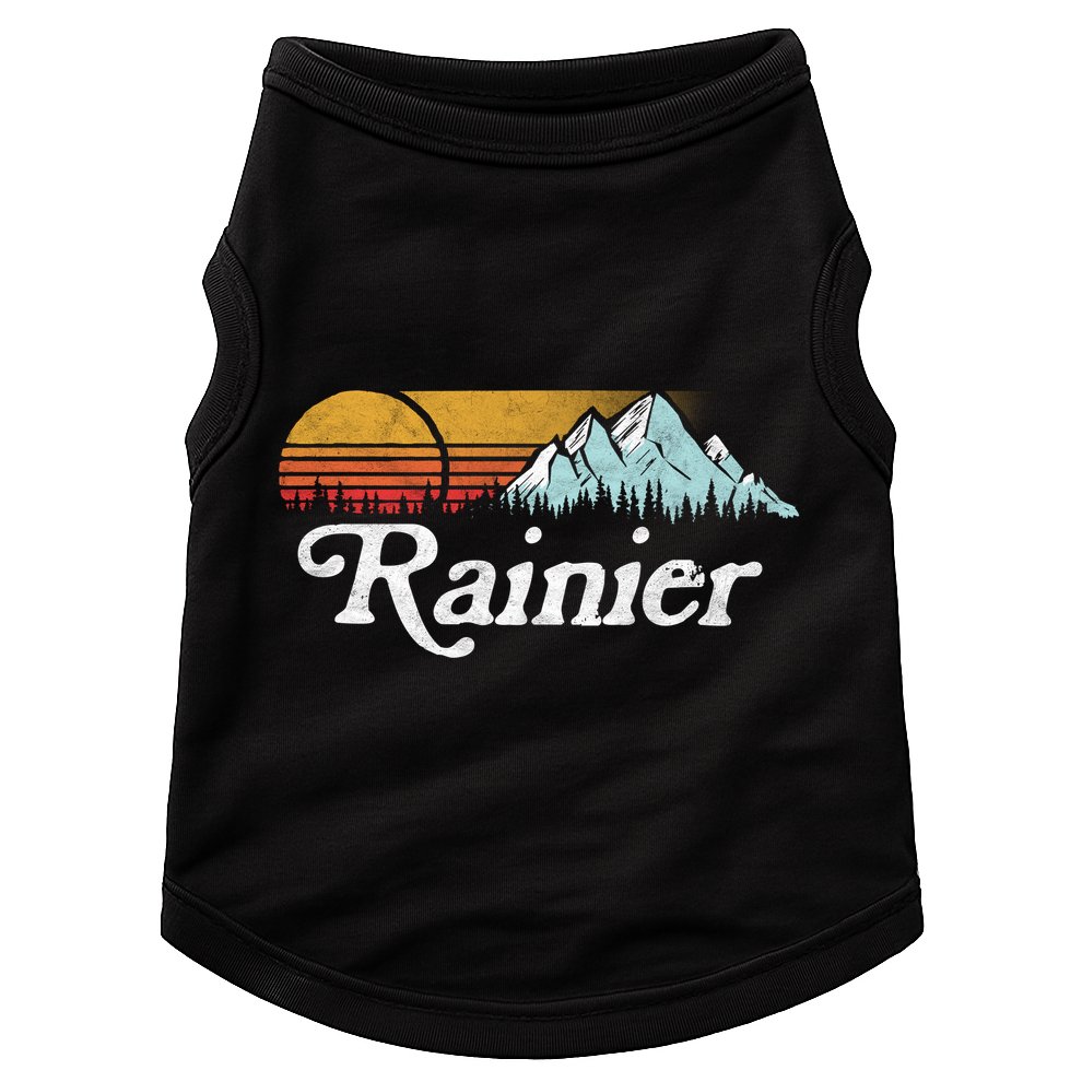 Retro Vibe Mount Rainier Gift Vintage Mountains And Sun Doggie Tank