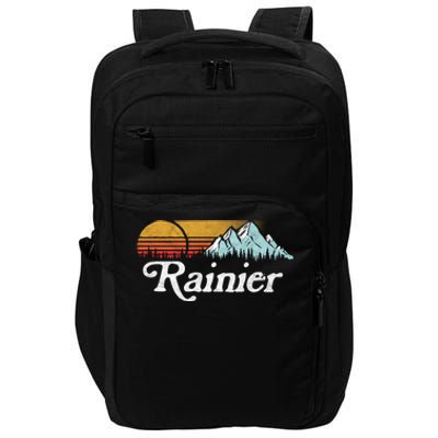 Retro Vibe Mount Rainier Gift Vintage Mountains And Sun Impact Tech Backpack