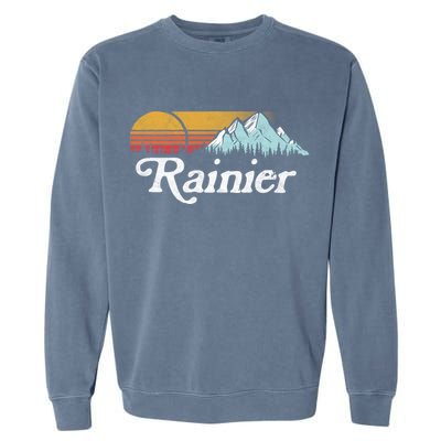 Retro Vibe Mount Rainier Gift Vintage Mountains And Sun Garment-Dyed Sweatshirt