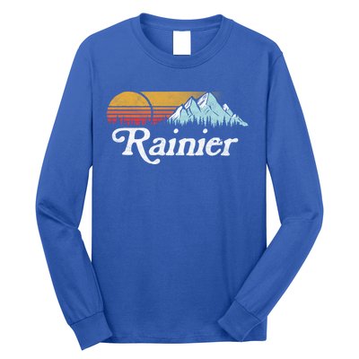 Retro Vibe Mount Rainier Gift Vintage Mountains And Sun Long Sleeve Shirt