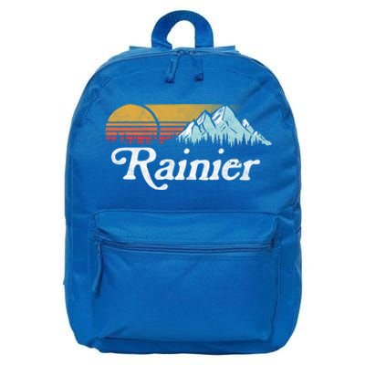 Retro Vibe Mount Rainier Gift Vintage Mountains And Sun 16 in Basic Backpack