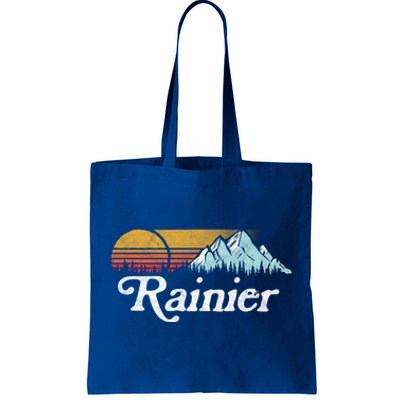 Retro Vibe Mount Rainier Gift Vintage Mountains And Sun Tote Bag